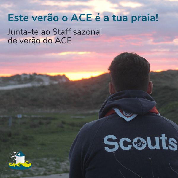 Cartaz Staff Sazonal verão 2022: Este verão o ACE é a tua praia!